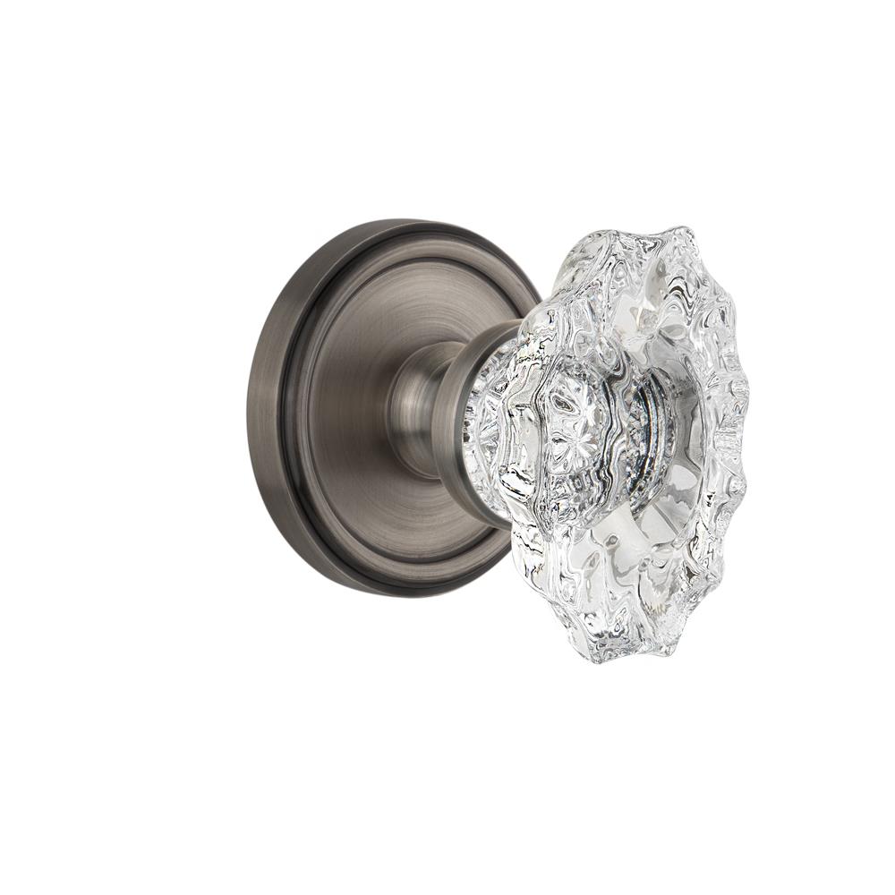 Grandeur by Nostalgic Warehouse GEOBIA Complete Privacy Set Without Keyhole - Georgetown Rosette with Biarritz Knob in Antique Pewter